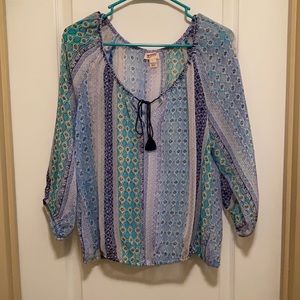 🎉Price Drop! Women’s Size L Arizona Jean Co. Blue & Green Blouse
